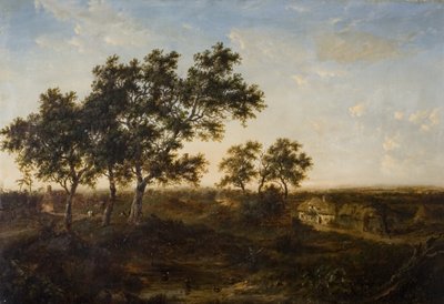 Landscape with Cottage and Figures by Patrick Nasmyth